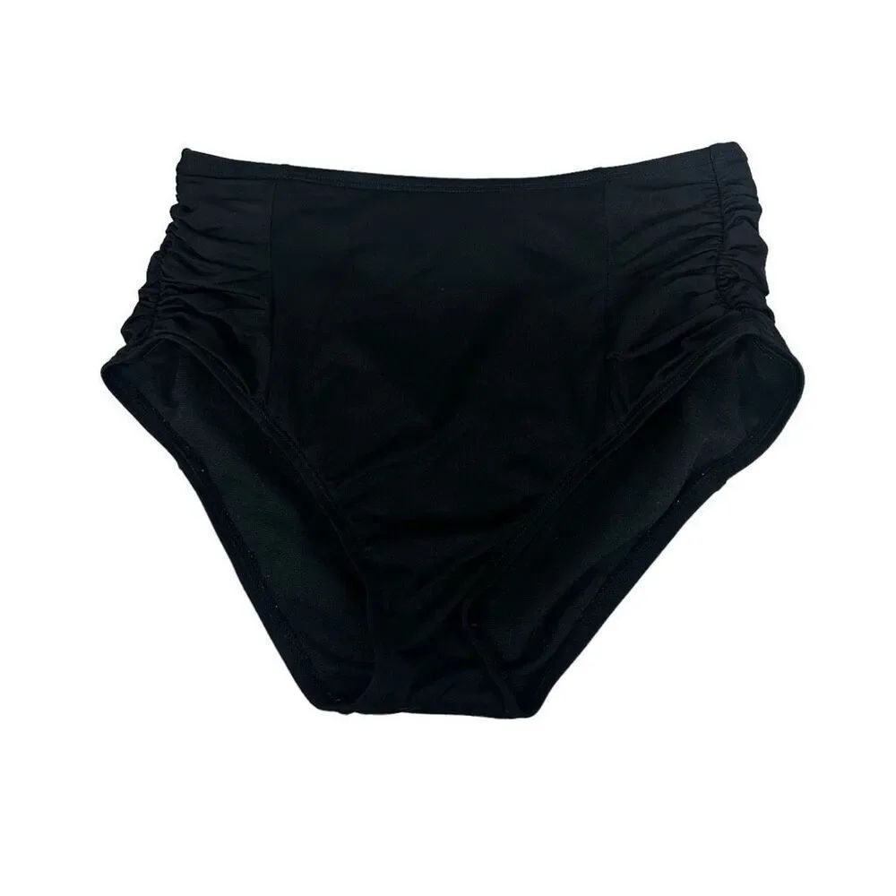 Kona Sol Black Swim Bottom size Small Ruched Sides